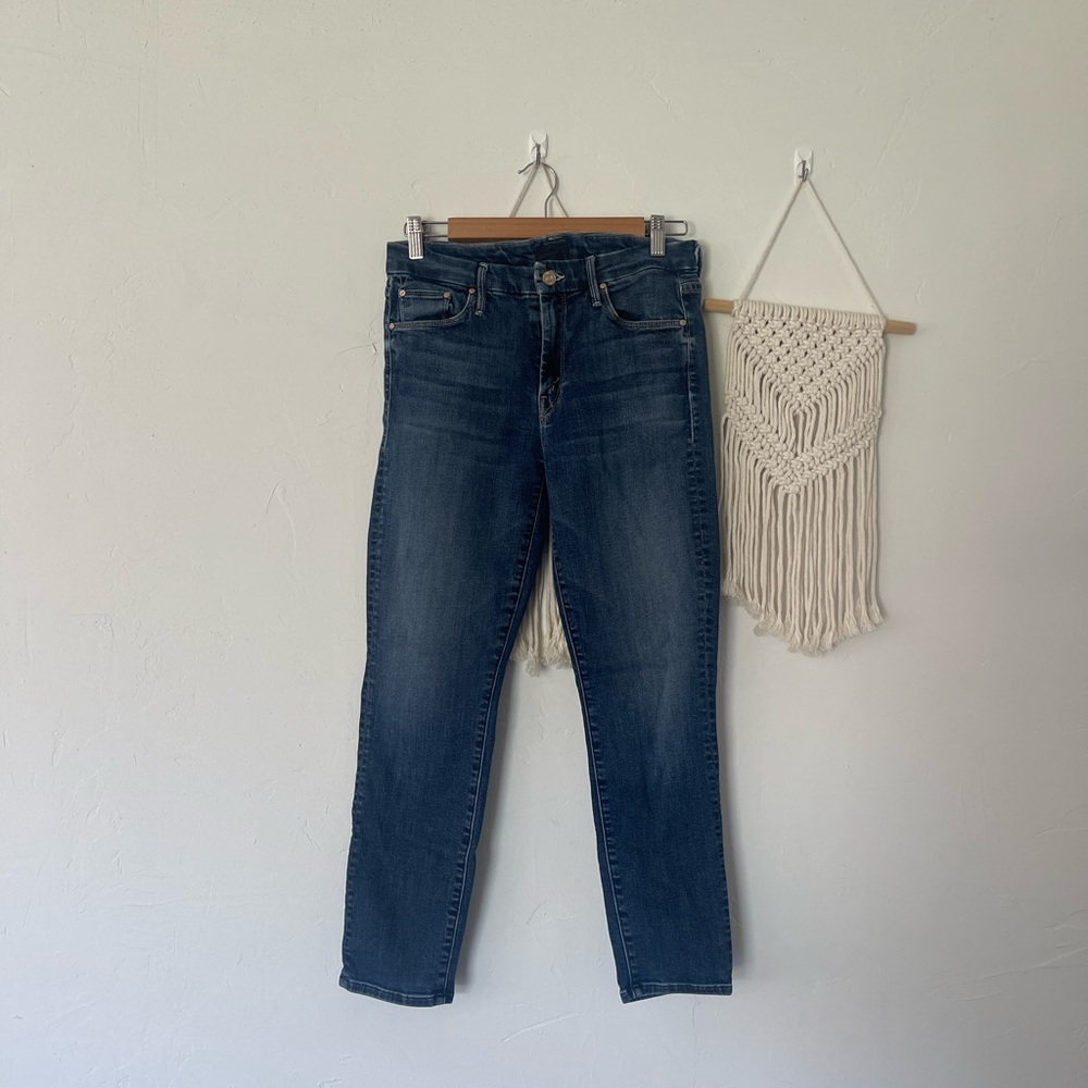 Mother The Looker Crop On The Edge Blue Women's Jeans